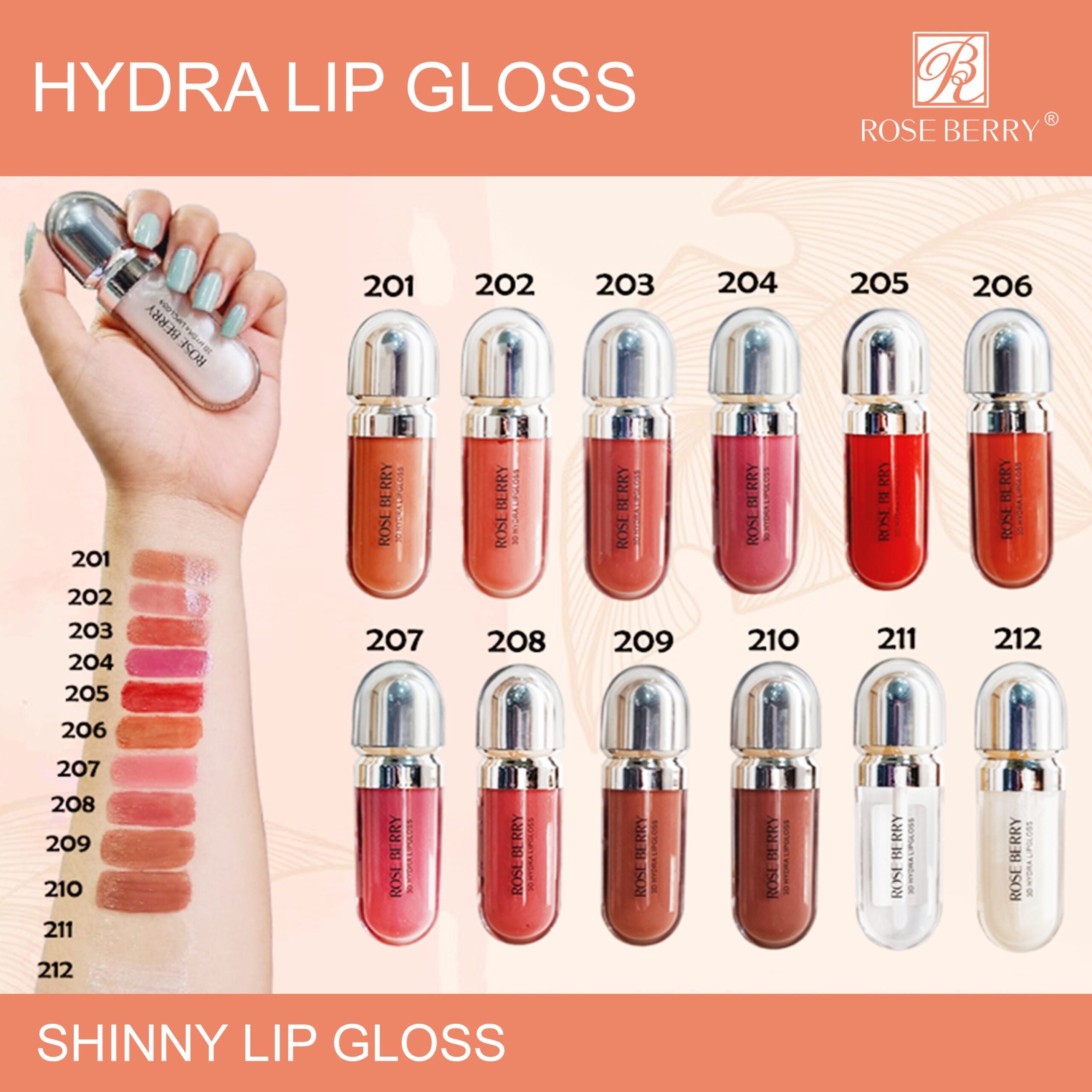 ROSE BERRY Hydra Lip Gloss – 6.5ml (Each) Rose berry