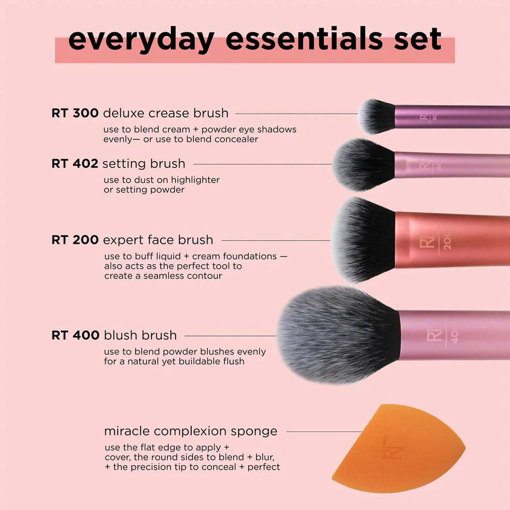 Real Techniques 6 Piece Everyday Essentials Makeup Brush Set Real Technique