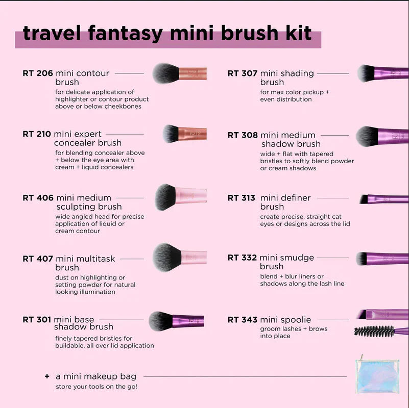Real Techniques Travel Fantasy Mini Brush Set- 10PCS Real Technique