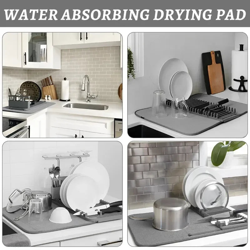 Dish Drying Mat with Drain Rack – Absorbent Kitchen Counter Mat Cosmia.pk