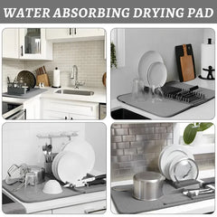 Dish Drying Mat with Drain Rack – Absorbent Kitchen Counter Mat Cosmia.pk