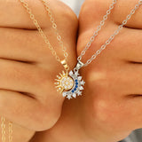 New Stainless Steel Magnetic Sun Moon Couple Locket