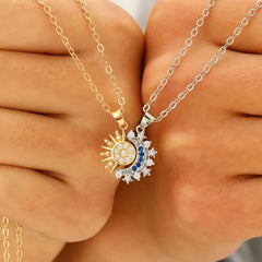 New Stainless Steel Magnetic Sun Moon Couple Locket Cosmia