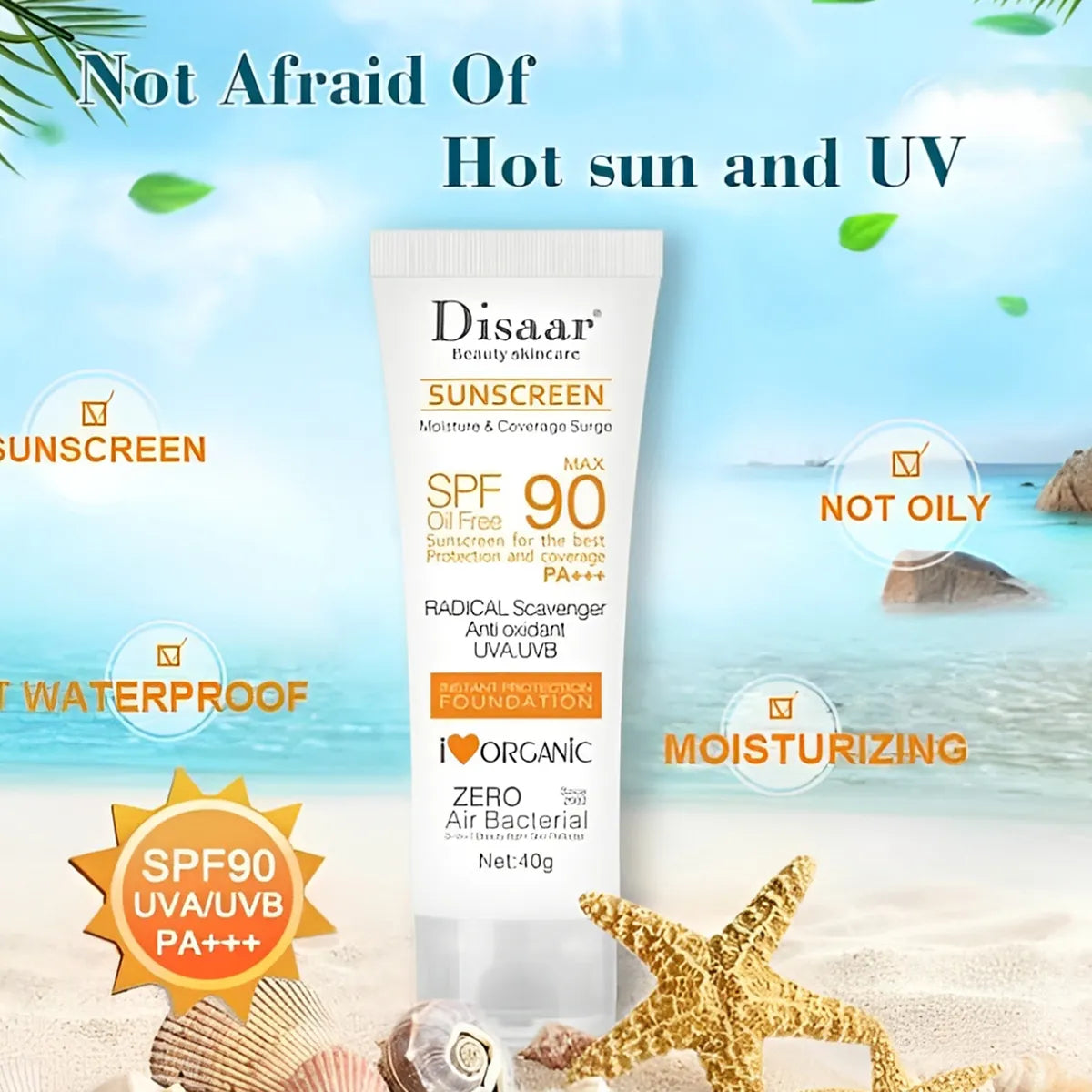Disaar Instant UVA/UVB Protection Sunscreen SPF 90 PA+++ – 40 g Disaar