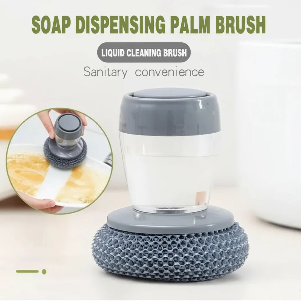 Kitchen Soap Dispensing Palm Multifunctional Pressing Cleaning Brush Cosmia.pk