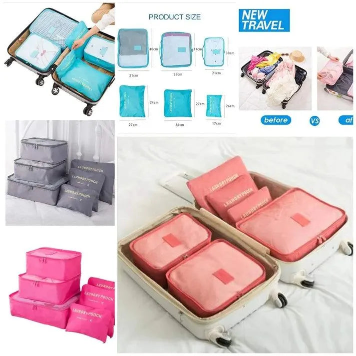 Portable Luggage Organizer Cubes & Toiletry Pouch - 6 Pcs Cosmia.pk