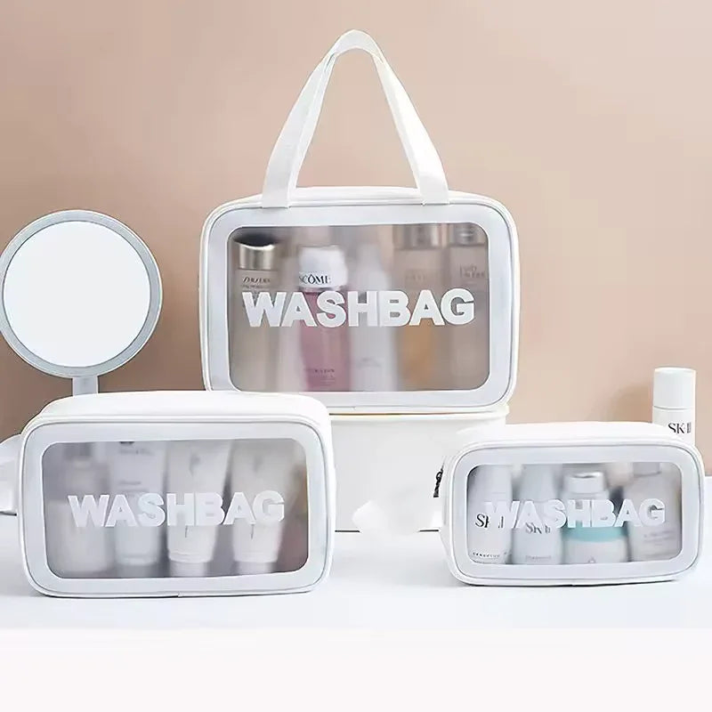 3 Piece Clear Travel Toiletry Bag Set – PVC Waterproof Makeup Pouch Cosmia