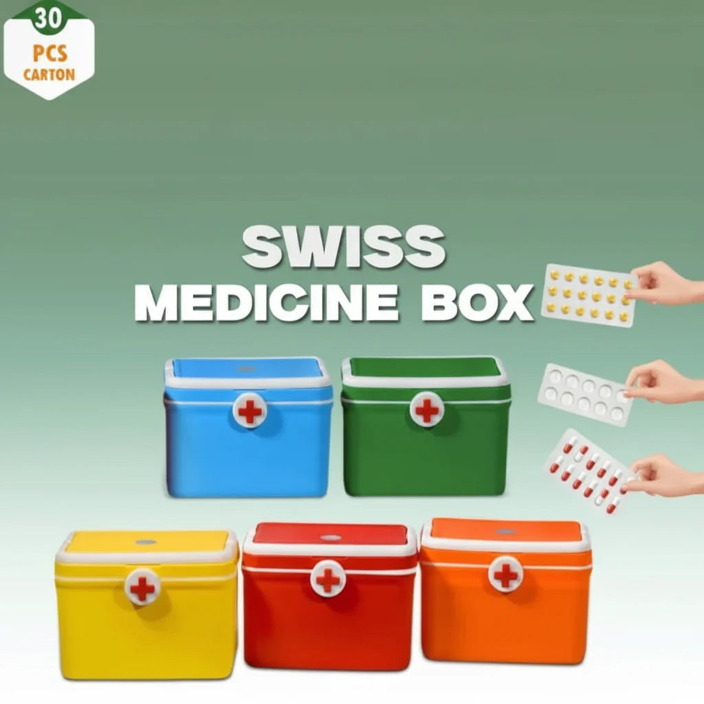 Multipurpose First Aid Box & Medicine Organizer Swiss