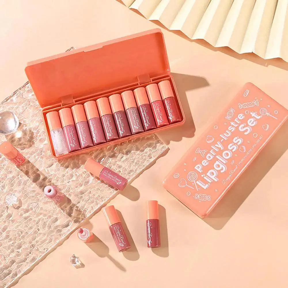 10pcs Dragon Ranee Pearly Lustre Lip Gloss Set Dragon Ranee