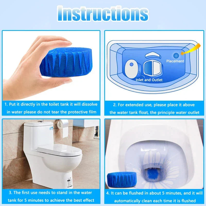 Blue Automatic Toilet Cleaner Stain Remover - 10 Tablets Cosmia.pk