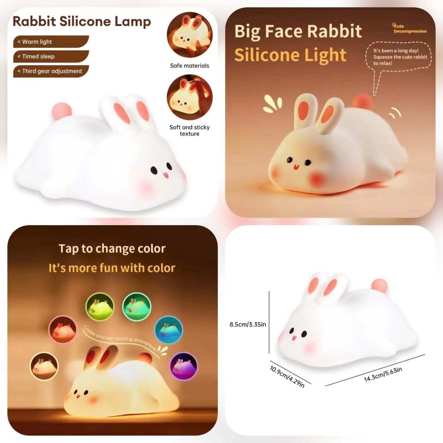 USB rechargeable Big Face Rabbit Lamp Cosmia.pk