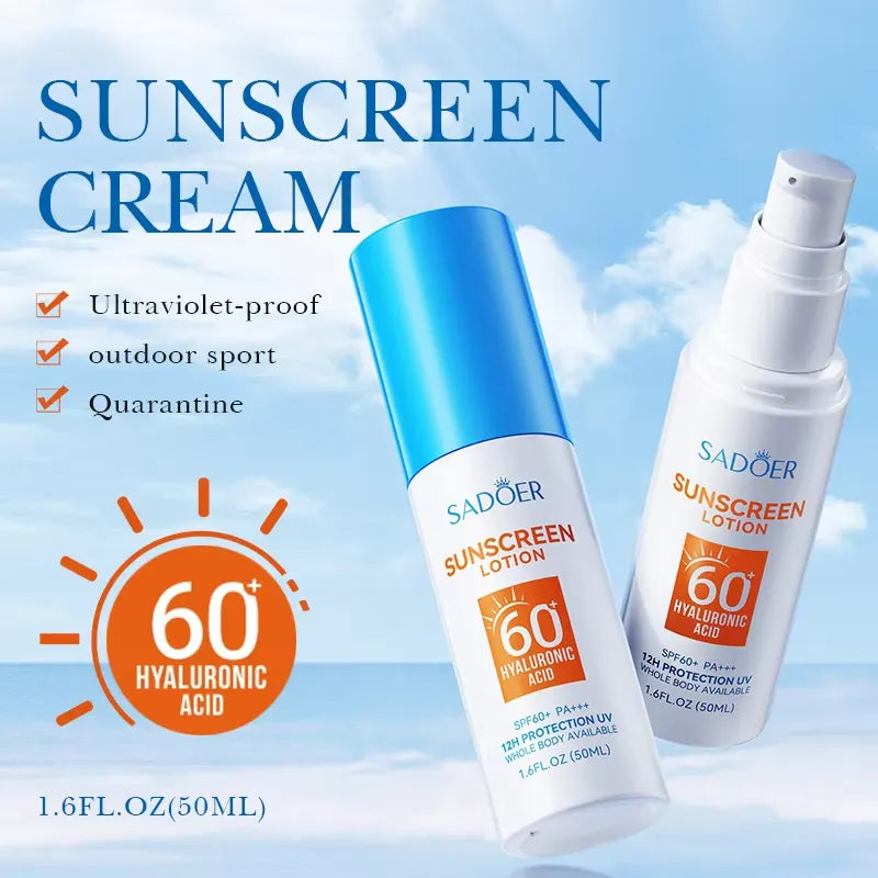 SADOER 12 Hours Protection UV Sunscreen Spf60+ Hyaluronic Acid - 50ml Sadoer