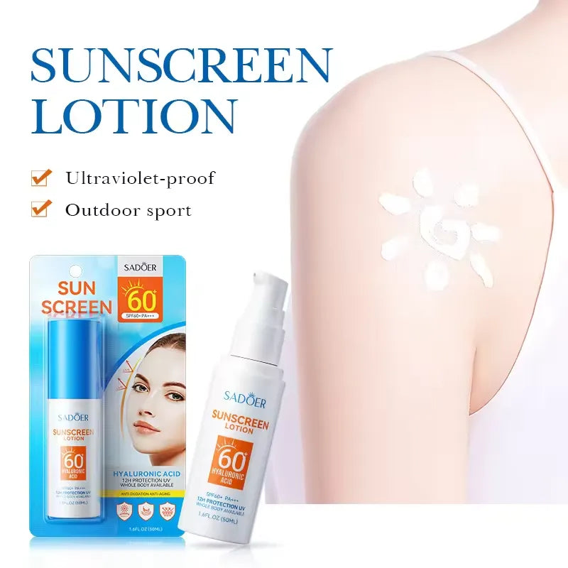 SADOER 12 Hours Protection UV Sunscreen Spf60+ Hyaluronic Acid - 50ml Sadoer
