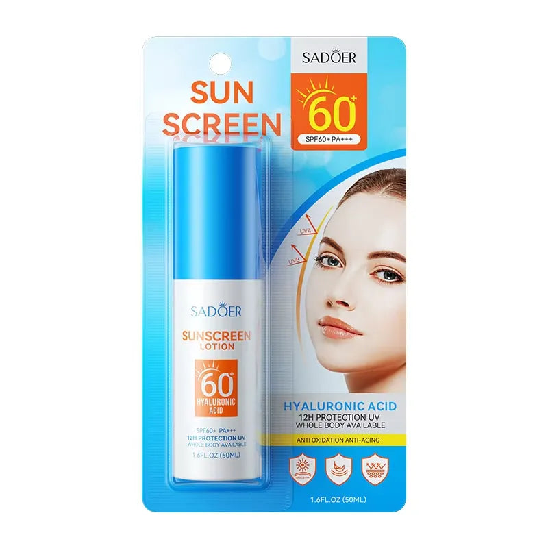 SADOER 12 Hours Protection UV Sunscreen Spf60+ Hyaluronic Acid - 50ml Sadoer
