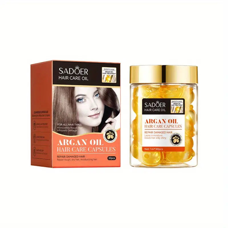 Sadoer Argan Oil Hair Care Capsules For Repairing Damaged Dry Hair Sadoer