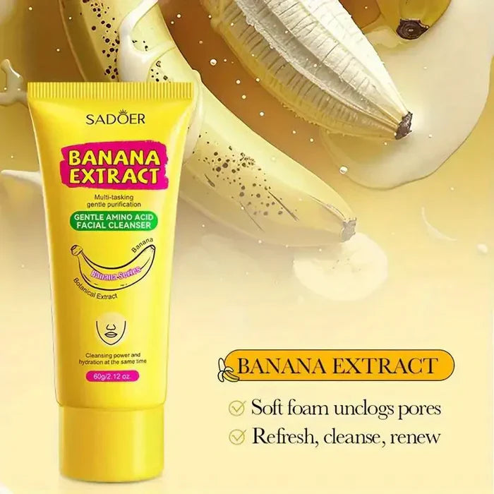SADOER Banana Facial Cleanser Deep Cleaning Oil-Control Whitening Brightening & Moisturizing Face Wash - 60g Sadoer