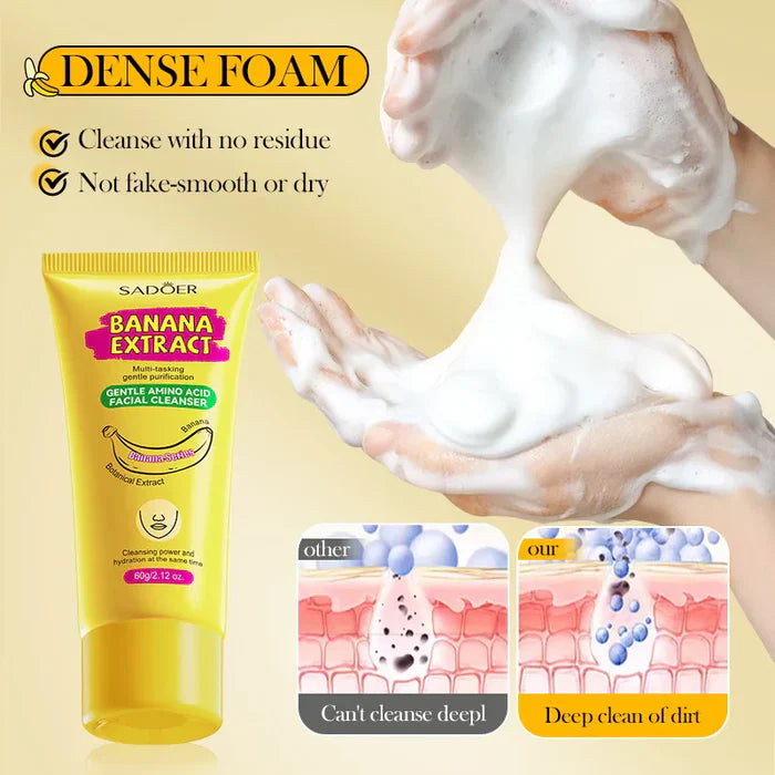 SADOER Banana Facial Cleanser Deep Cleaning Oil-Control Whitening Brightening & Moisturizing Face Wash - 60g Sadoer