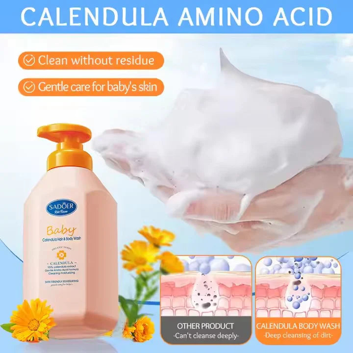 SADOER Baby Calendula Amino Acid Shampoo and Bath Gel - 600ml Sadoer