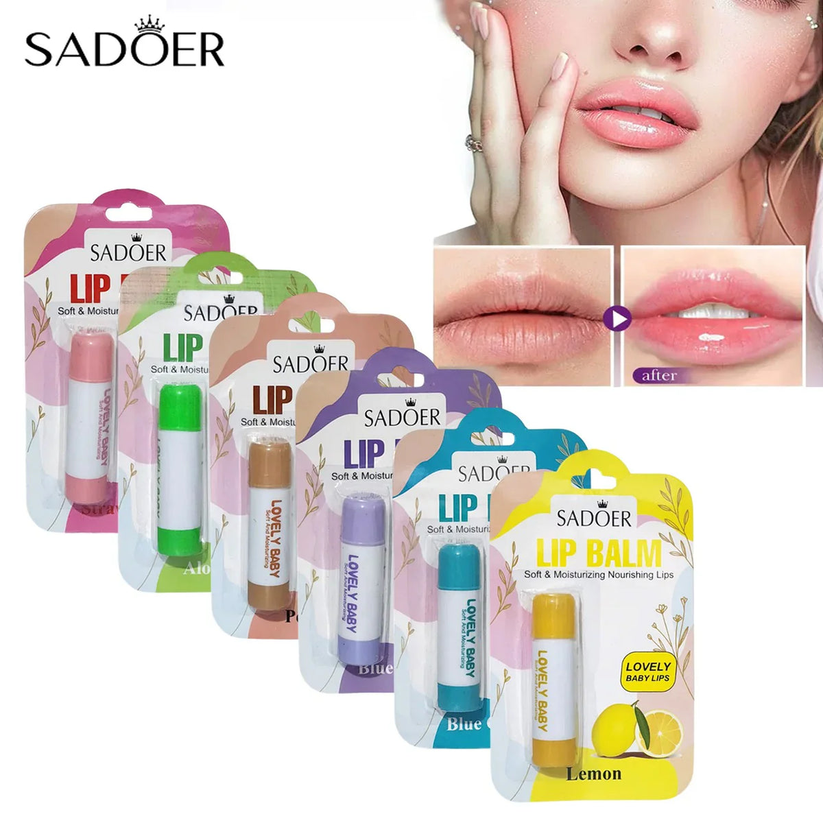 SADOER Lovely Lip Balm – Soft & Moisturizing Nourishing Lips Sadoer