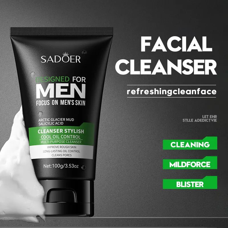 SADOER Men's Cool Oil Control Salicylic Acid Mud Cleanser - 100g Sadoer