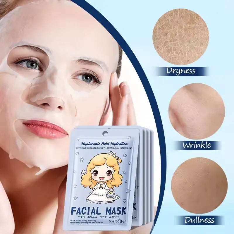 SADOER Pack of 06 Princess Hyaluronic Acid Collagen Face Mask Sadoer
