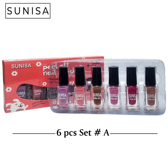 SUNISA Peel Off Nail Polish Set – 6 pcs Set Sunisa