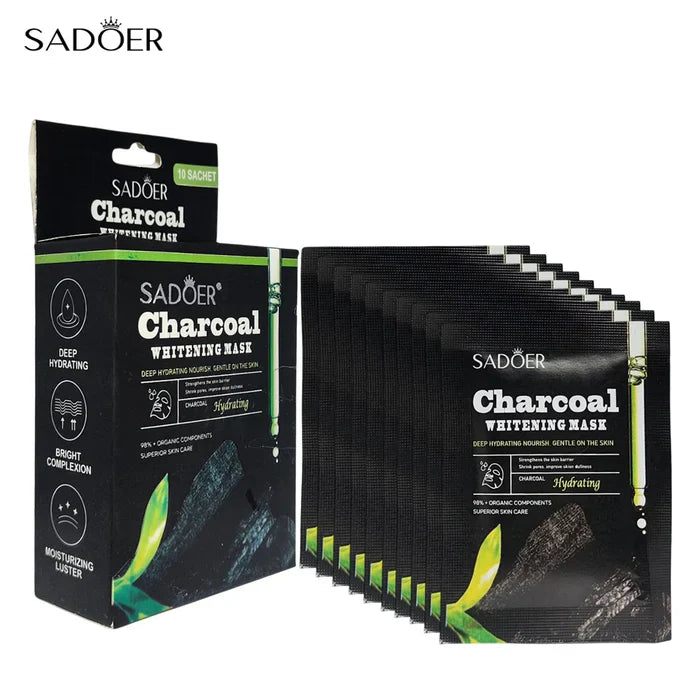 Sadoer Charcoal Whitening Face Mask – Pack of 10 Sadoer