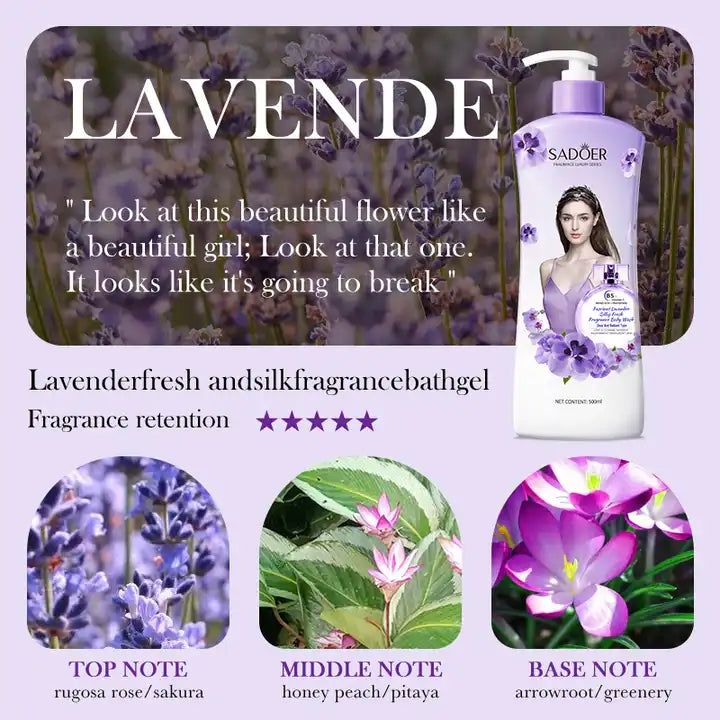 Sadoer Fragrance Luxury Series Lavender Silky Fresh Body Wash - 500ml Sadoer