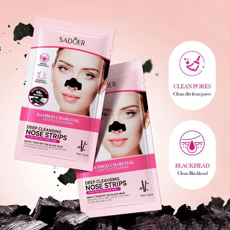 Sadoer Pink Bamboo Charcoal Deep Cleansing Nose Strips - 6 Strips Sadoer