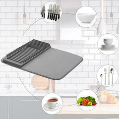 Dish Drying Mat with Drain Rack – Absorbent Kitchen Counter Mat Cosmia.pk