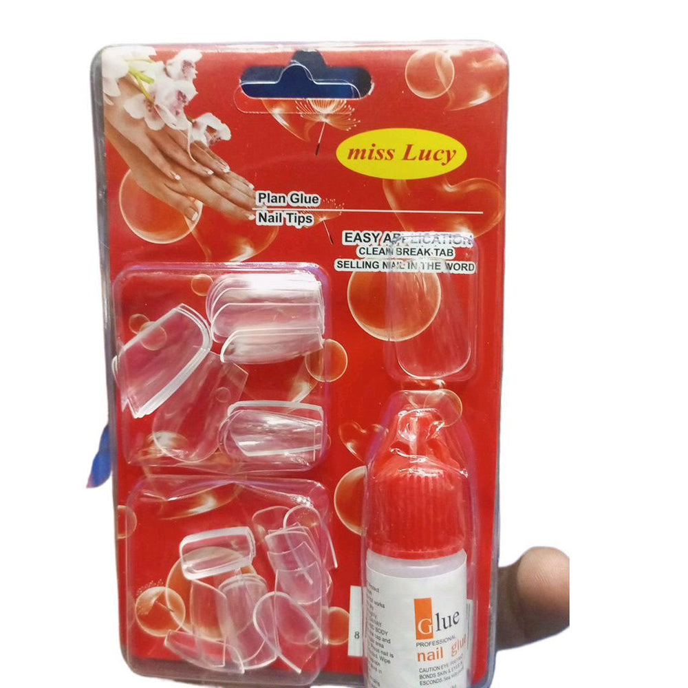 Miss Lucy TransParent Artificial Nails With Glue 40 PCS Miss Lucy