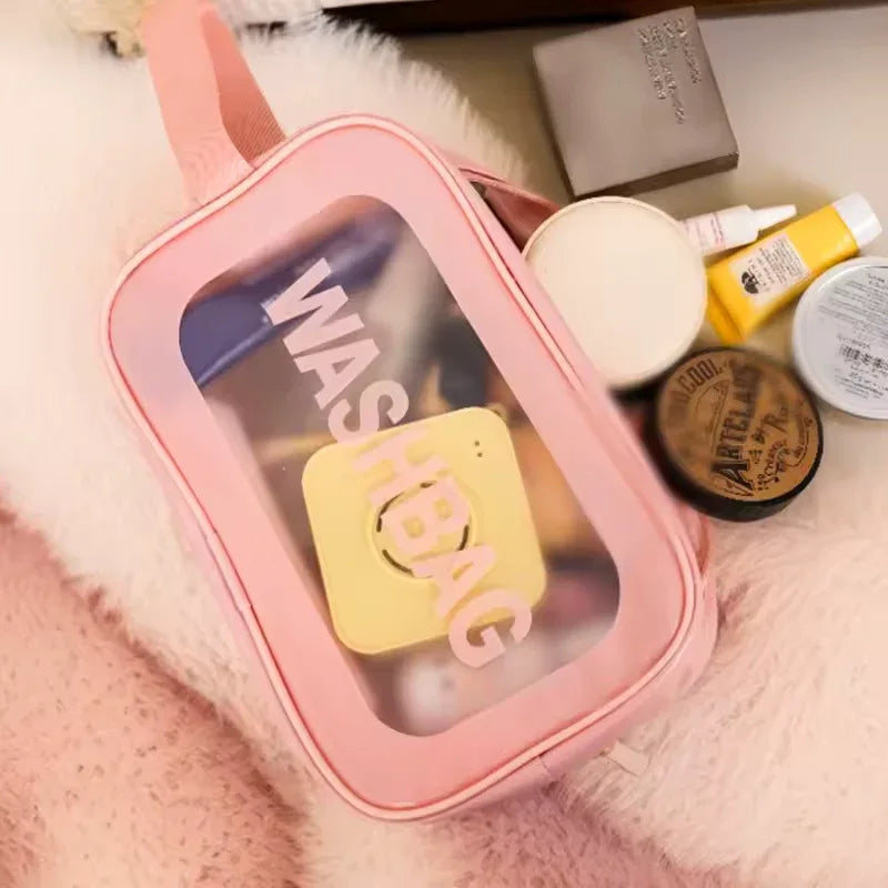 3 Piece Clear Travel Toiletry Bag Set – PVC Waterproof Makeup Pouch Cosmia