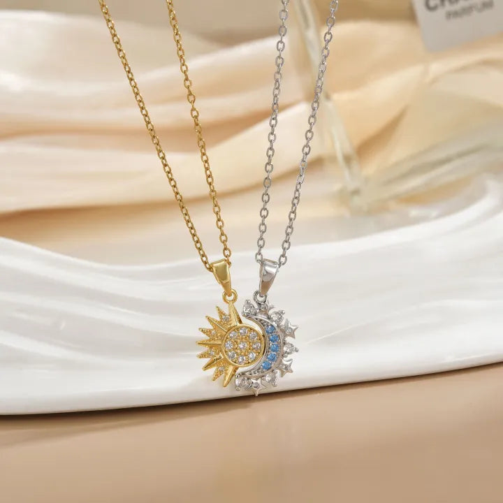 New Stainless Steel Magnetic Sun Moon Couple Locket Cosmia