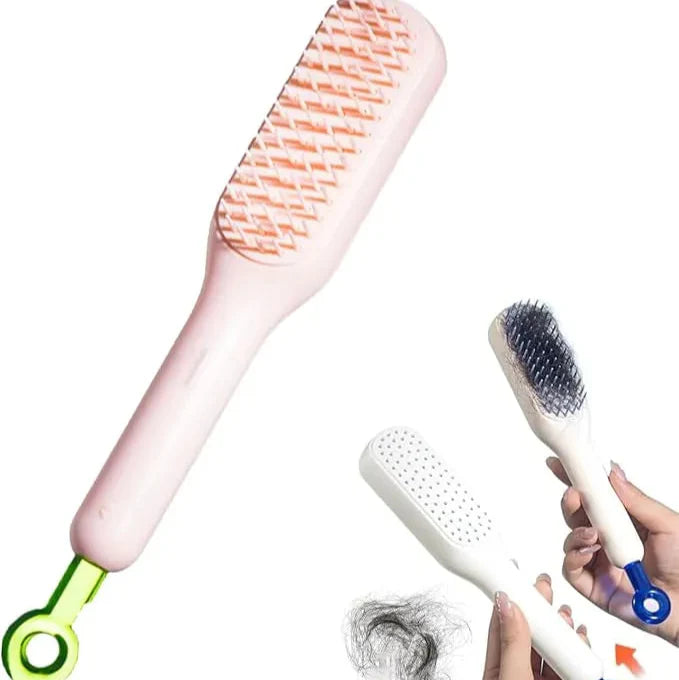 Self Cleaning Hair Brush, One-Click Cleaning Telescopic Hair Comb Cosmia.pk