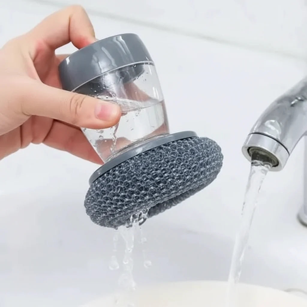 Kitchen Soap Dispensing Palm Multifunctional Pressing Cleaning Brush Cosmia.pk