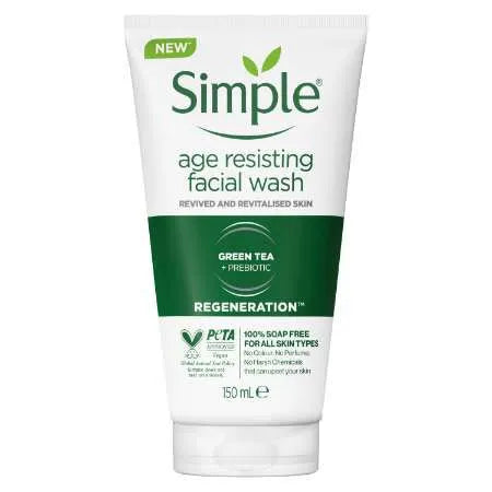 Simple Regeneration (Age Resisting) Facial Wash – Green Tea + Prebiotic - 150ml Simple