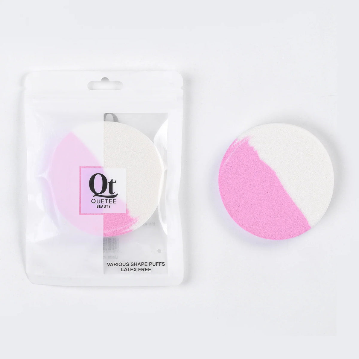 Quetee Beauty Round Shape Makeup Puffs in Pink & White Color Quetee