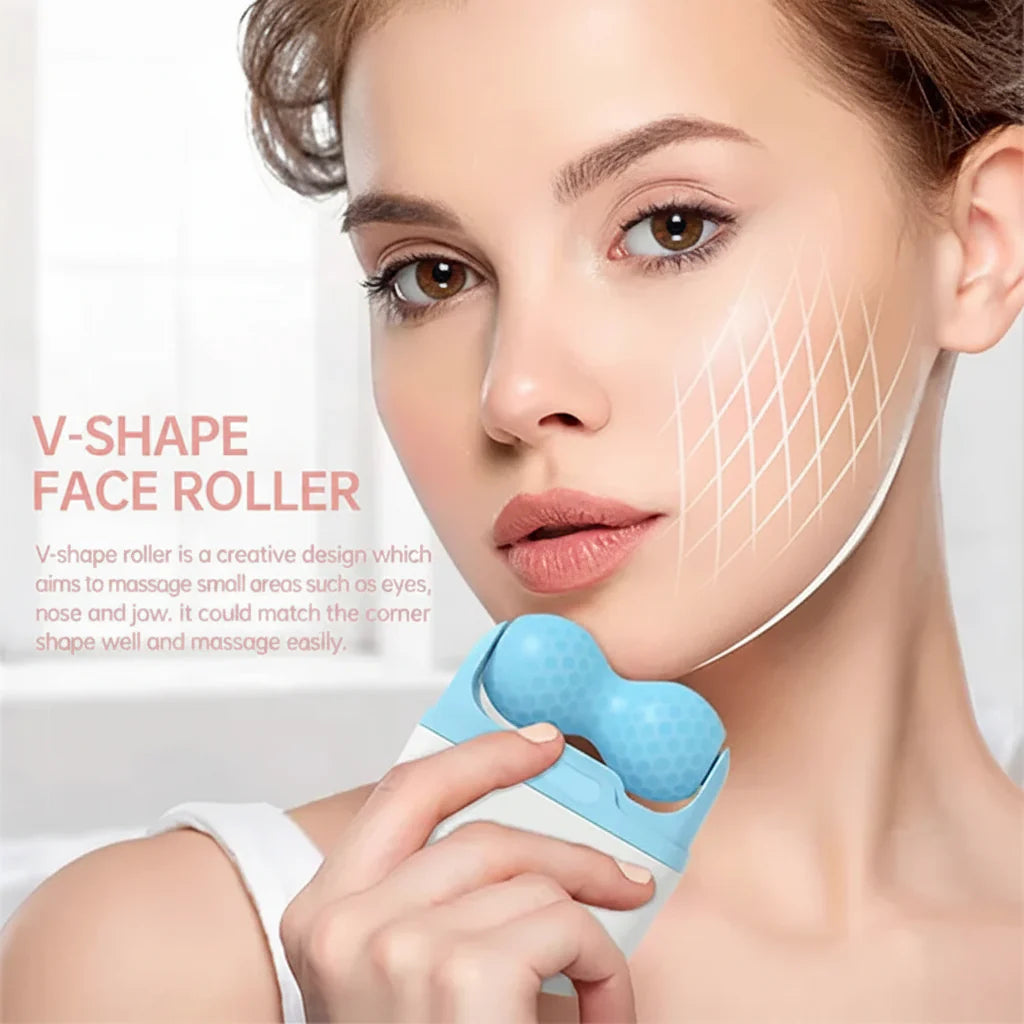 2-in-1 W+V Shaped Face Roller & Cool Ice Body Massager Cosmia.pk