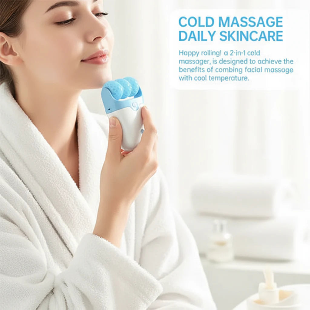 2-in-1 W+V Shaped Face Roller & Cool Ice Body Massager Cosmia.pk