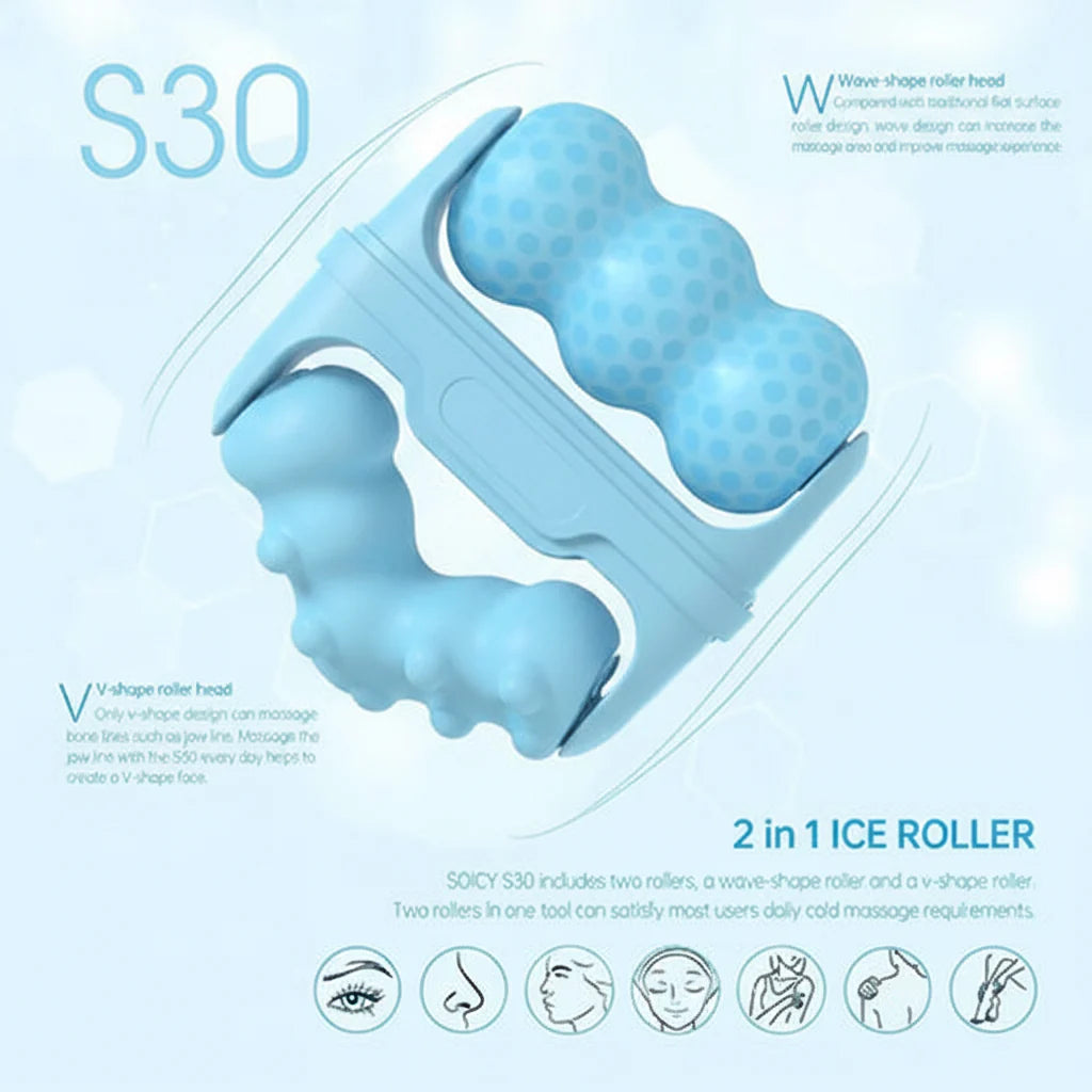 2-in-1 W+V Shaped Face Roller & Cool Ice Body Massager Cosmia.pk