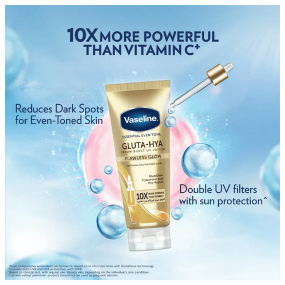 Vaseline Essential Even Tone Flawless Glow Gluta-Hya Serum Burst Lotion - Made in Thailand Vaseline