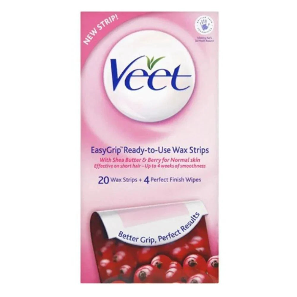 Veet EasyGrip Ready-to-Use - 20 Wax Strips With Shea Butter & Berry Veet