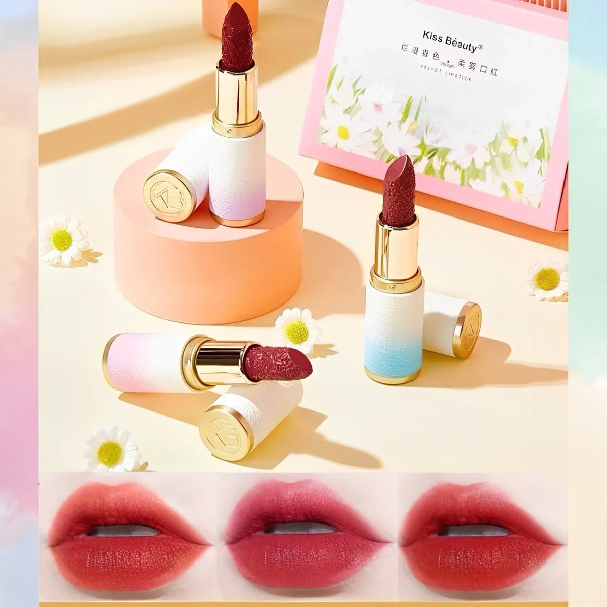 3 Pcs Kiss beauty Lipstick Kiss Beauty