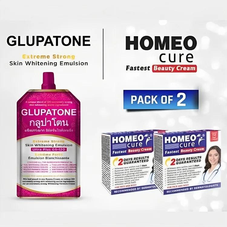 2 in 1 GLUPATONE Whitening Emulsion With Homeo Cure Cream Glupatone