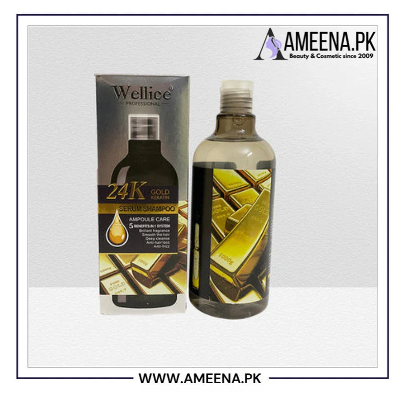 Wellice 24K Gold Keratin Ampoule Care Serum Shampoo,500ml Wellice
