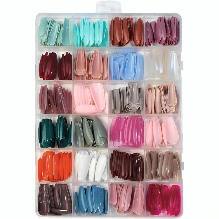 Artificial Nails 576Pcs - 24 Sets with Complimentary Glue Cosmia.pk