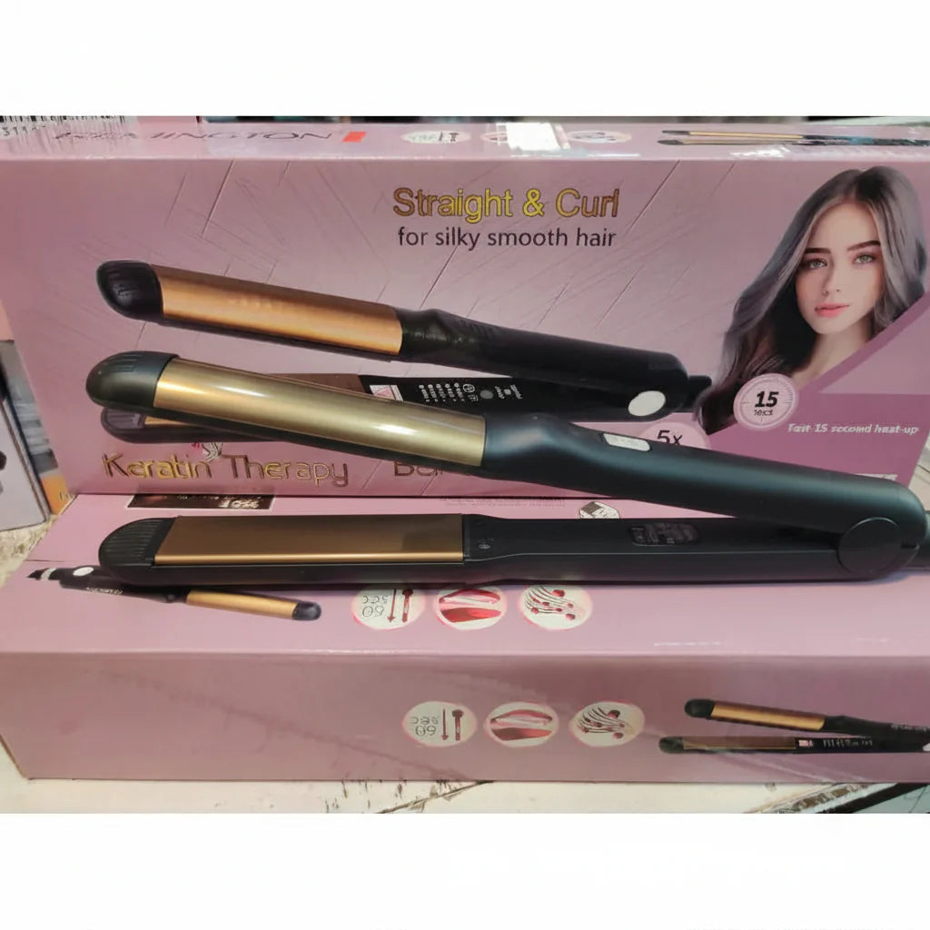 2-in-1 High Heat Hair Straightener – Sleek & Curl Styler Cosmia.pk