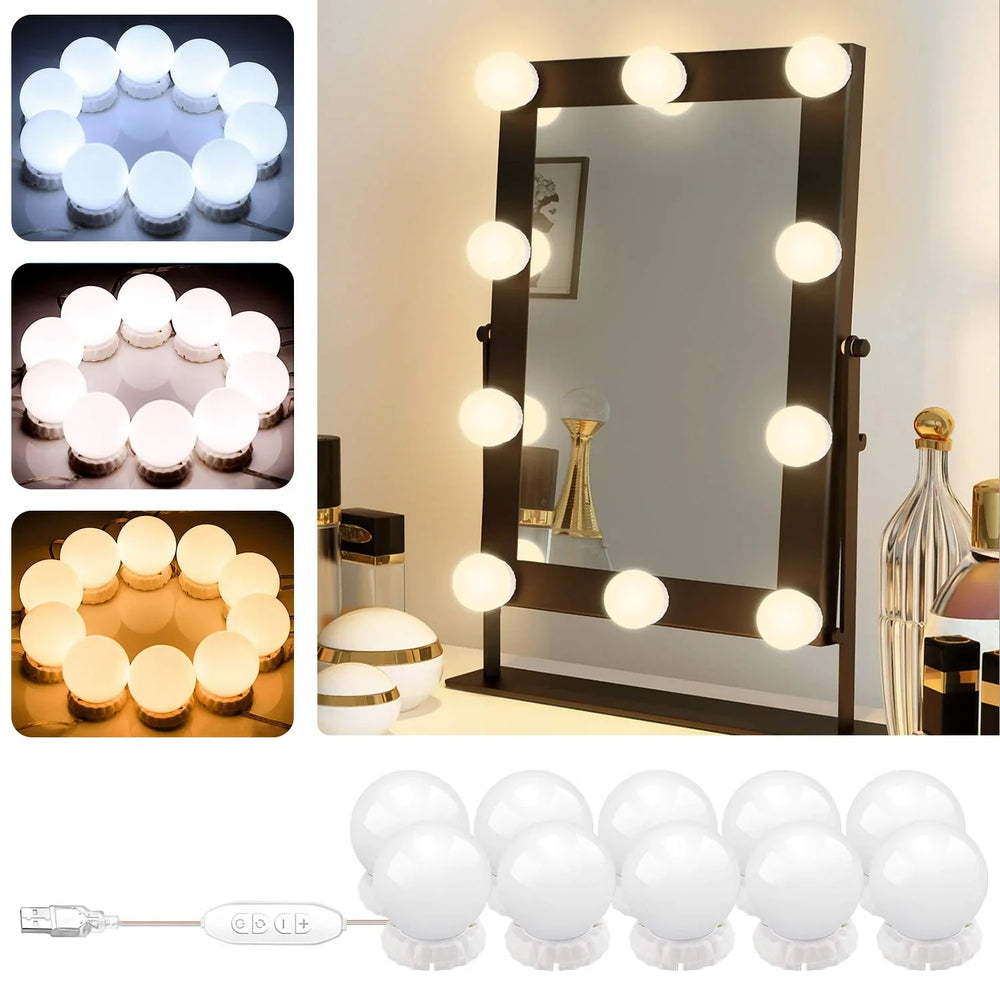 Vanity Light LED Bulbs for Makeup Mirror Stand | 10 Bulbs with 3 Cosmia.pk