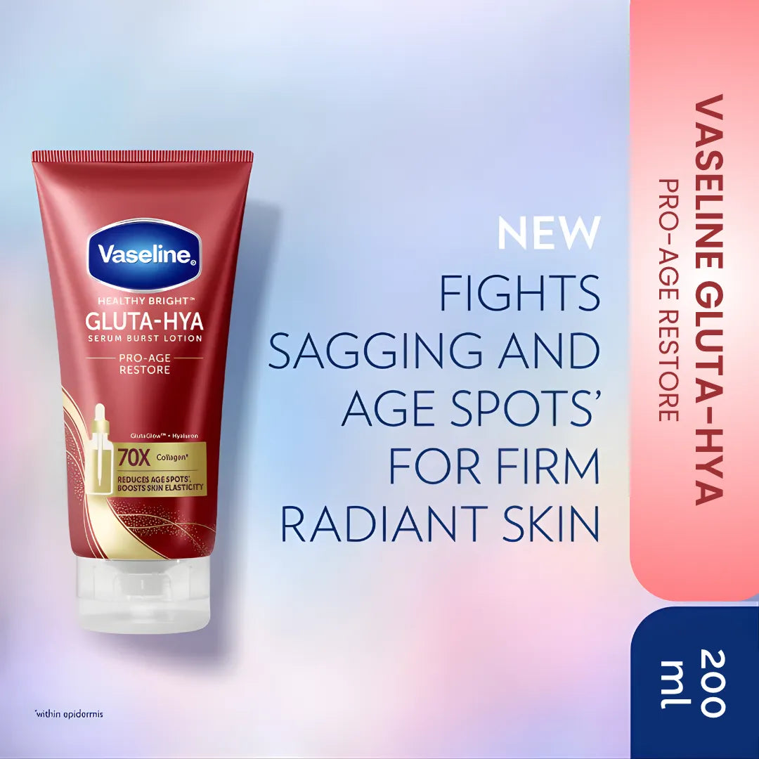 Vaseline Gluta-Hya Serum Burst Lotion Pro-Age Restore - Made in Thailand Vaseline