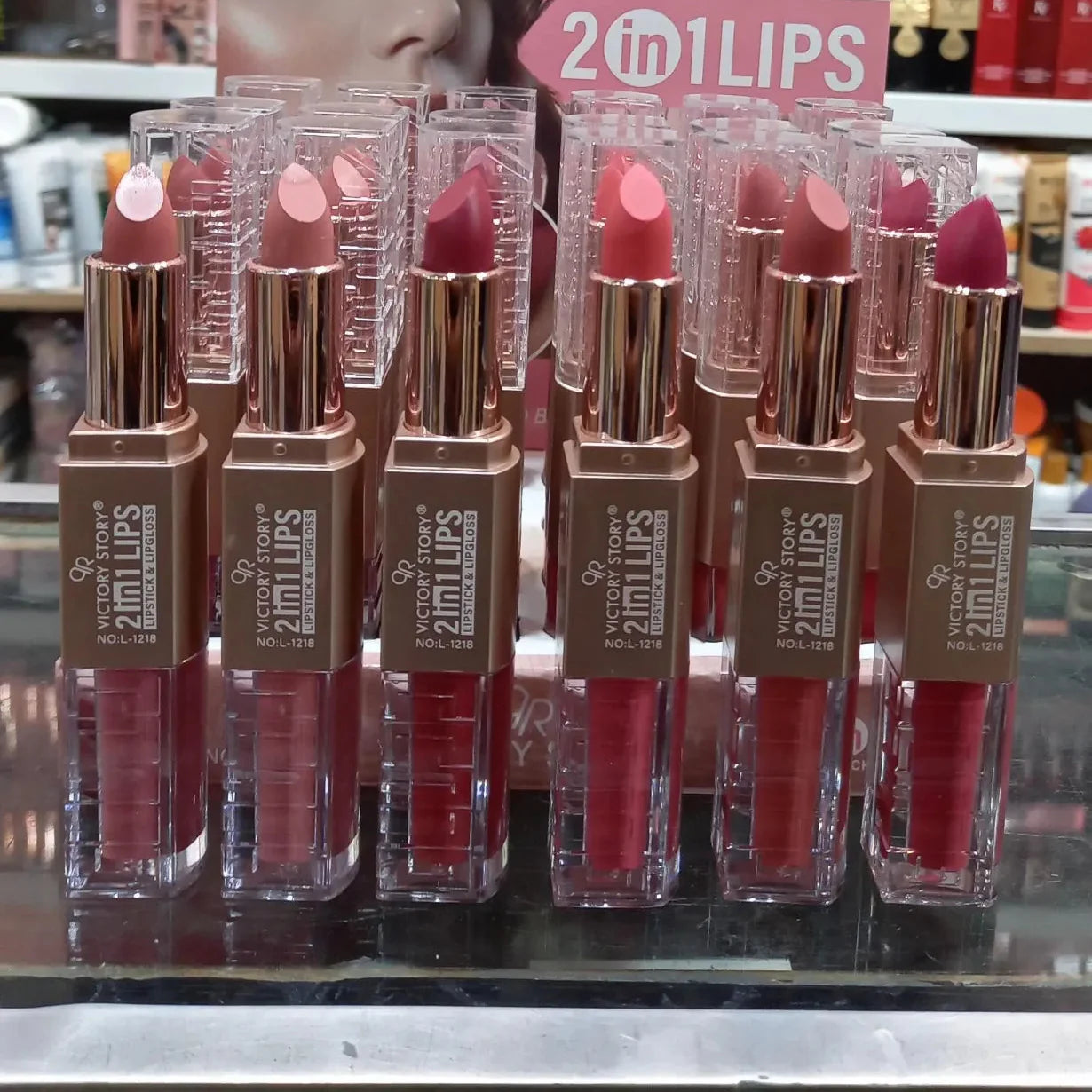 Victory story 2 in 1 Lipstick + Matte Lipgloss (6 Pcs) Victory story